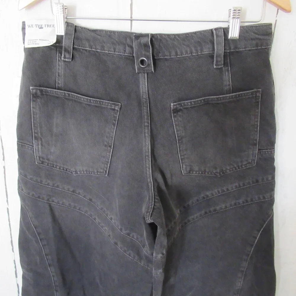 NEW We The Free People Jeans 29 Mid Rise Boyfriend‎ Baggy Moto Unknown Reasons